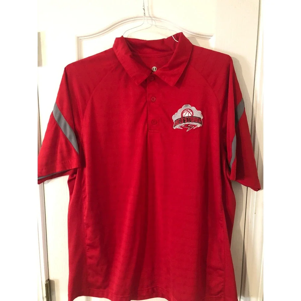 Red Strom Polo Shirt Mens Large Red Short Sleeve Casual Golf Performance Top - Picture 1 of 4